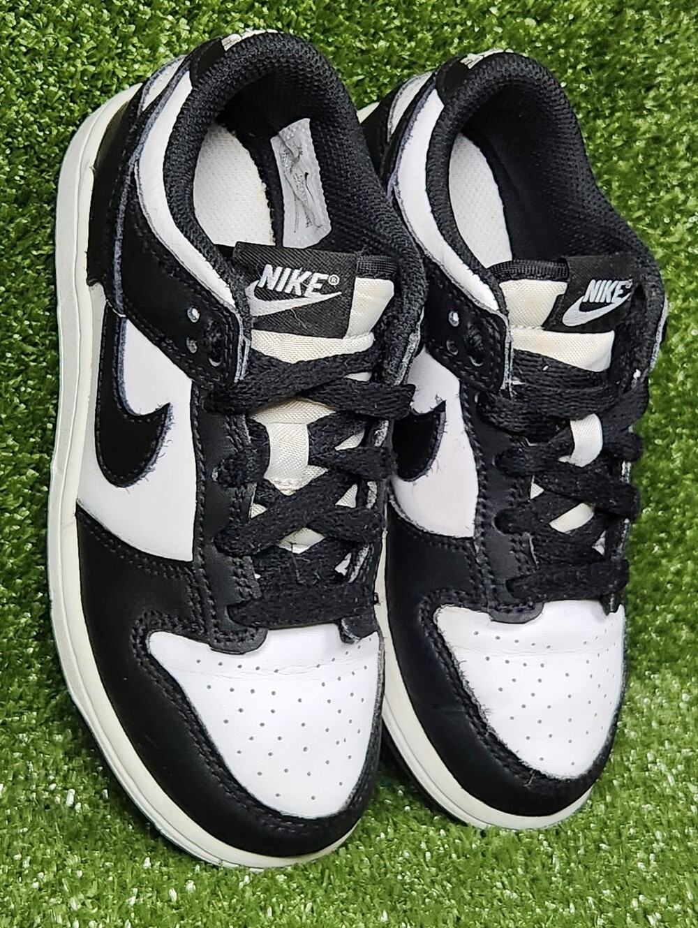Nike Dunk Retro Low Little Kids Boys Black White Leather Sneakers Shoes Size 13C - Picture 3 of 14